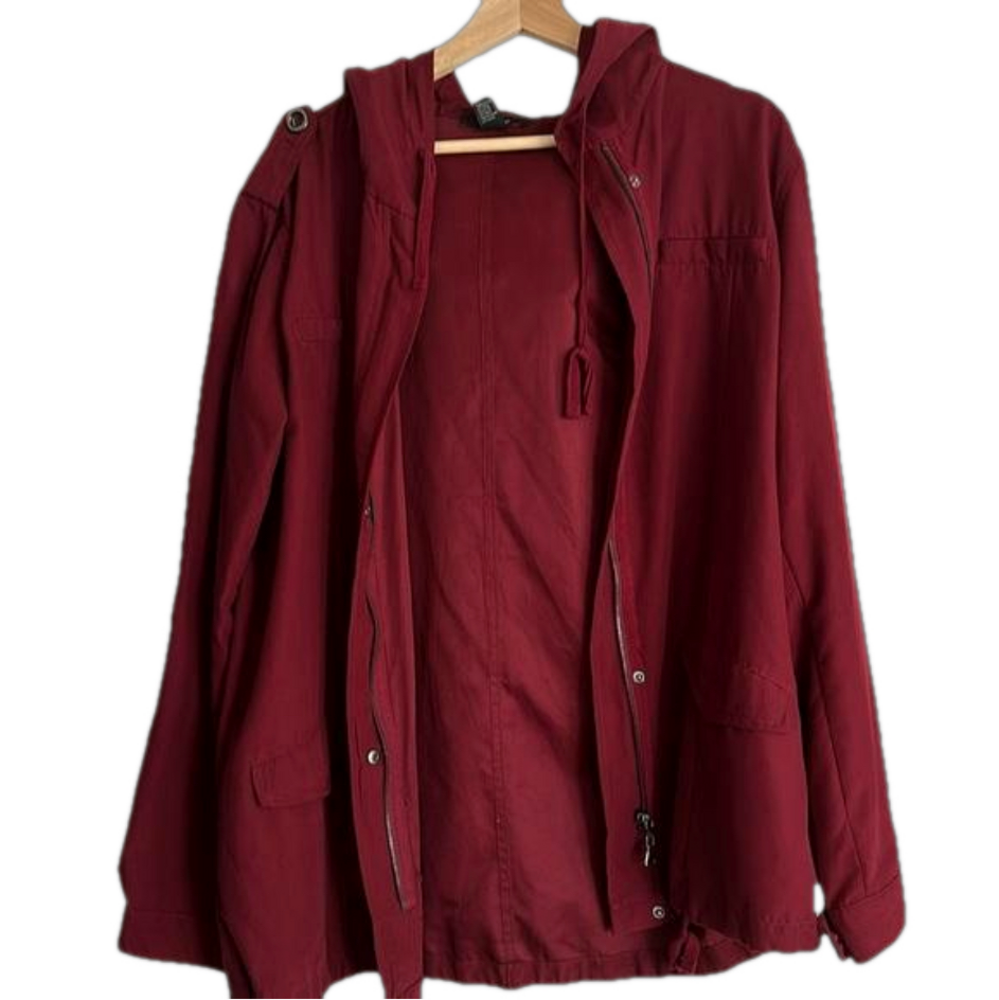 Forever 21 Maroon Jacket with Full Zipper and Bottons